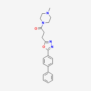 molecular formula C22H24N4O2 B3807586 1-{3-[5-(4-biphenylyl)-1,3,4-oxadiazol-2-yl]propanoyl}-4-methylpiperazine 