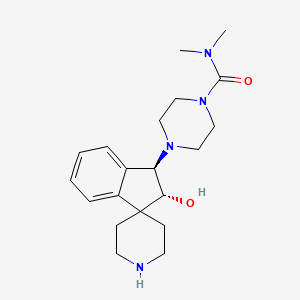 molecular formula C20H30N4O2 B3807605 4-[rel-(2R,3R)-2-hydroxy-2,3-dihydrospiro[indene-1,4'-piperidin]-3-yl]-N,N-dimethyl-1-piperazinecarboxamide bis(trifluoroacetate) (salt) 