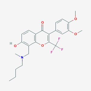 molecular formula C24H26F3NO5 B380762 8-[[Butyl(methyl)amino]methyl]-3-(3,4-dimethoxyphenyl)-7-hydroxy-2-(trifluoromethyl)chromen-4-one CAS No. 307534-98-1