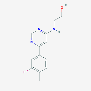 molecular formula C13H14FN3O B3807648 2-{[6-(3-fluoro-4-methylphenyl)pyrimidin-4-yl]amino}ethanol 