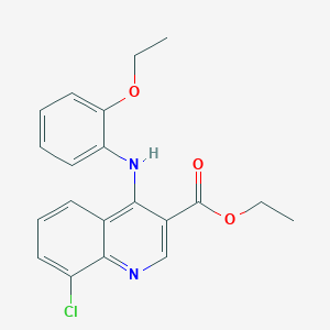 molecular formula C20H19ClN2O3 B380767 Ethyl 8-chloro-4-[(2-ethoxyphenyl)amino]quinoline-3-carboxylate 