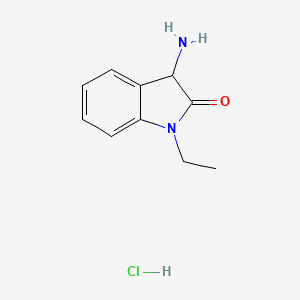 molecular formula C10H13ClN2O B3807675 3-amino-1-ethyl-1,3-dihydro-2H-indol-2-one hydrochloride 