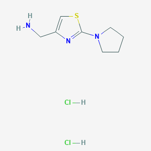 molecular formula C8H15Cl2N3S B3807701 {[2-(1-pyrrolidinyl)-1,3-thiazol-4-yl]methyl}amine dihydrochloride 