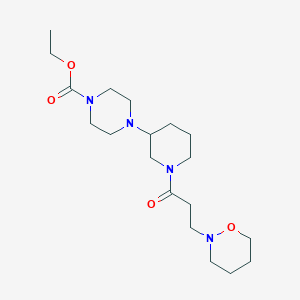 molecular formula C19H34N4O4 B3807719 ethyl 4-{1-[3-(1,2-oxazinan-2-yl)propanoyl]-3-piperidinyl}-1-piperazinecarboxylate 
