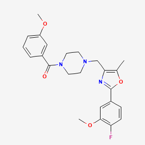 molecular formula C24H26FN3O4 B3807763 1-{[2-(4-fluoro-3-methoxyphenyl)-5-methyl-1,3-oxazol-4-yl]methyl}-4-(3-methoxybenzoyl)piperazine 