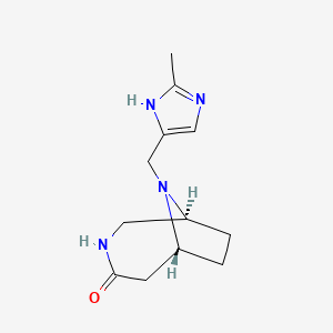 molecular formula C12H18N4O B3807791 (1S*,6R*)-9-[(2-methyl-1H-imidazol-4-yl)methyl]-3,9-diazabicyclo[4.2.1]nonan-4-one 
