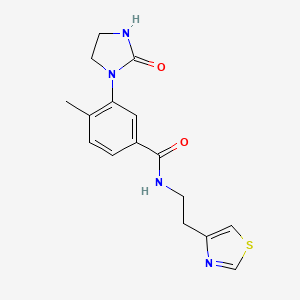 molecular formula C16H18N4O2S B3807795 4-methyl-3-(2-oxo-1-imidazolidinyl)-N-[2-(1,3-thiazol-4-yl)ethyl]benzamide 