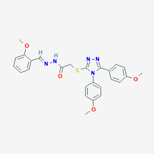 molecular formula C26H25N5O4S B380780 2-{[4,5-bis(4-methoxyphenyl)-4H-1,2,4-triazol-3-yl]sulfanyl}-N'-(2-methoxybenzylidene)acetohydrazide CAS No. 385403-51-0