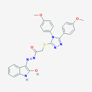 molecular formula C26H22N6O4S B380781 2-{[4,5-bis(4-methoxyphenyl)-4H-1,2,4-triazol-3-yl]sulfanyl}-N'-(2-oxo-1,2-dihydro-3H-indol-3-ylidene)acetohydrazide CAS No. 385403-52-1