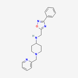 molecular formula C20H23N5O B3807820 N-[(3-phenyl-1,2,4-oxadiazol-5-yl)methyl]-1-(pyridin-2-ylmethyl)piperidin-4-amine 