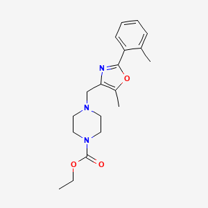 molecular formula C19H25N3O3 B3807827 ethyl 4-{[5-methyl-2-(2-methylphenyl)-1,3-oxazol-4-yl]methyl}-1-piperazinecarboxylate 