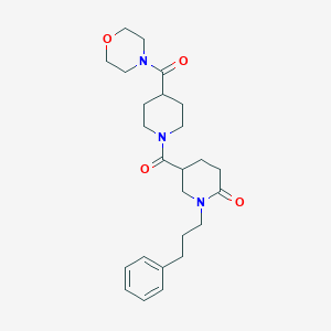 molecular formula C25H35N3O4 B3807830 5-{[4-(4-morpholinylcarbonyl)-1-piperidinyl]carbonyl}-1-(3-phenylpropyl)-2-piperidinone 