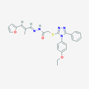 2-[[4-(4-ethoxyphenyl)-5-phenyl-1,2,4-triazol-3-yl]sulfanyl]-N-[(E)-[(E)-3-(furan-2-yl)-2-methylprop-2-enylidene]amino]acetamide