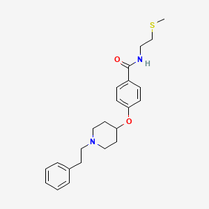 molecular formula C23H30N2O2S B3807858 N-[2-(methylthio)ethyl]-4-{[1-(2-phenylethyl)-4-piperidinyl]oxy}benzamide 
