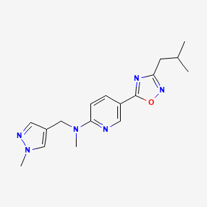 molecular formula C17H22N6O B3807877 5-(3-isobutyl-1,2,4-oxadiazol-5-yl)-N-methyl-N-[(1-methyl-1H-pyrazol-4-yl)methyl]-2-pyridinamine 