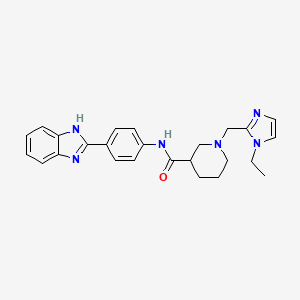 molecular formula C25H28N6O B3807885 N-[4-(1H-benzimidazol-2-yl)phenyl]-1-[(1-ethyl-1H-imidazol-2-yl)methyl]-3-piperidinecarboxamide 