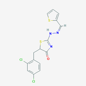 molecular formula C15H11Cl2N3OS2 B380789 5-[(2,4-dichlorophenyl)methyl]-2-[(2Z)-2-(thiophen-2-ylmethylidene)hydrazinyl]-1,3-thiazol-4-one 