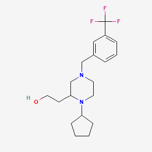 molecular formula C19H27F3N2O B3807922 2-{1-cyclopentyl-4-[3-(trifluoromethyl)benzyl]-2-piperazinyl}ethanol 