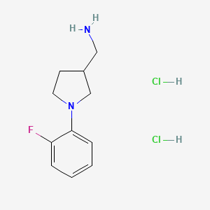 molecular formula C11H17Cl2FN2 B3807934 {[1-(2-fluorophenyl)-3-pyrrolidinyl]methyl}amine dihydrochloride 