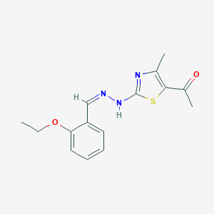 molecular formula C15H17N3O2S B380795 2-Ethoxybenzaldehyde (5-acetyl-4-methyl-1,3-thiazol-2-yl)hydrazone 