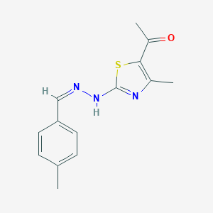 molecular formula C14H15N3OS B380796 4-Methylbenzaldehyde (5-acetyl-4-methyl-1,3-thiazol-2-yl)hydrazone 