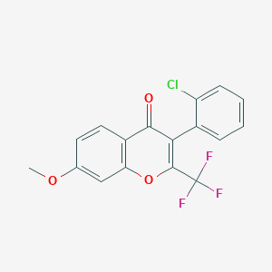 molecular formula C17H10ClF3O3 B380798 3-(2-chlorophenyl)-7-methoxy-2-(trifluoromethyl)-4H-chromen-4-one 