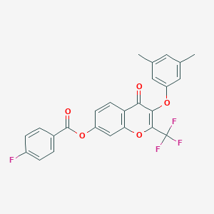 molecular formula C25H16F4O5 B380799 3-(3,5-dimethylphenoxy)-4-oxo-2-(trifluoromethyl)-4H-chromen-7-yl 4-fluorobenzoate CAS No. 307544-04-3