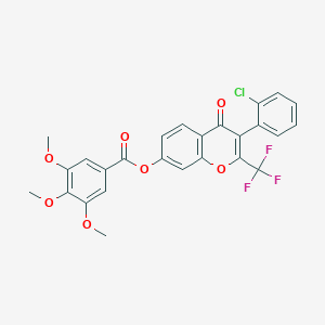 molecular formula C26H18ClF3O7 B380800 3-(2-chlorophenyl)-4-oxo-2-(trifluoromethyl)-4H-chromen-7-yl 3,4,5-trimethoxybenzoate 