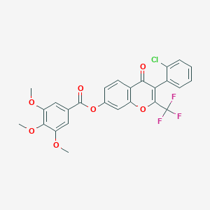 3-(2-chlorophenyl)-4-oxo-2-(trifluoromethyl)-4H-chromen-7-yl 3,4,5-trimethoxybenzoate