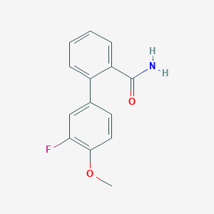 molecular formula C14H12FNO2 B3808007 3'-fluoro-4'-methoxybiphenyl-2-carboxamide 