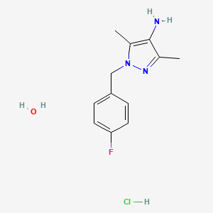 molecular formula C12H17ClFN3O B3808020 1-(4-fluorobenzyl)-3,5-dimethyl-1H-pyrazol-4-amine hydrochloride hydrate 