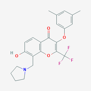 molecular formula C23H22F3NO4 B380803 3-(3,5-dimethylphenoxy)-7-hydroxy-8-(pyrrolidin-1-ylmethyl)-2-(trifluoromethyl)-4H-chromen-4-one 