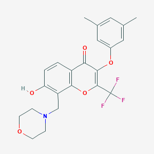 molecular formula C23H22F3NO5 B380806 3-(3,5-dimethylphenoxy)-7-hydroxy-8-(morpholin-4-ylmethyl)-2-(trifluoromethyl)-4H-chromen-4-one 