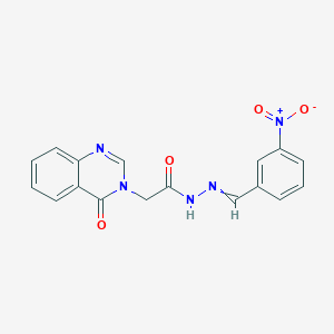 molecular formula C17H13N5O4 B380808 N'-{3-nitrobenzylidene}-2-(4-oxo-3(4H)-quinazolinyl)acetohydrazide 
