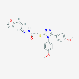 molecular formula C25H23N5O4S B380809 2-{[4,5-bis(4-methoxyphenyl)-4H-1,2,4-triazol-3-yl]sulfanyl}-N'-[3-(2-furyl)-2-propenylidene]acetohydrazide 