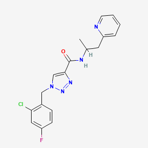 molecular formula C18H17ClFN5O B3808092 1-(2-chloro-4-fluorobenzyl)-N-[1-methyl-2-(2-pyridinyl)ethyl]-1H-1,2,3-triazole-4-carboxamide 