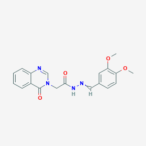 molecular formula C19H18N4O4 B380811 N'-(3,4-dimethoxybenzylidene)-2-(4-oxo-3(4H)-quinazolinyl)acetohydrazide 