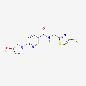 molecular formula C16H20N4O2S B3808152 N-[(4-ethyl-1,3-thiazol-2-yl)methyl]-6-[(3S)-3-hydroxy-1-pyrrolidinyl]nicotinamide 
