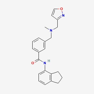 molecular formula C22H23N3O2 B3808165 N-(2,3-dihydro-1H-inden-4-yl)-3-{[(isoxazol-3-ylmethyl)(methyl)amino]methyl}benzamide 
