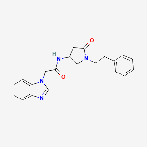 molecular formula C21H22N4O2 B3808169 2-(1H-benzimidazol-1-yl)-N-[5-oxo-1-(2-phenylethyl)-3-pyrrolidinyl]acetamide 