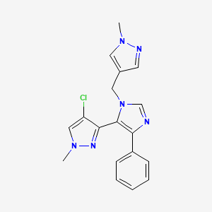 molecular formula C18H17ClN6 B3808174 4-chloro-1-methyl-3-{1-[(1-methyl-1H-pyrazol-4-yl)methyl]-4-phenyl-1H-imidazol-5-yl}-1H-pyrazole 