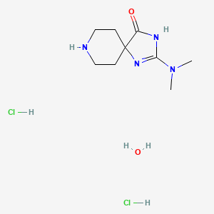 molecular formula C9H20Cl2N4O2 B3808182 2-(dimethylamino)-1,3,8-triazaspiro[4.5]dec-1-en-4-one dihydrochloride hydrate 