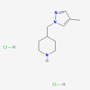 molecular formula C10H19Cl2N3 B3808202 4-[(4-methyl-1H-pyrazol-1-yl)methyl]piperidine dihydrochloride 
