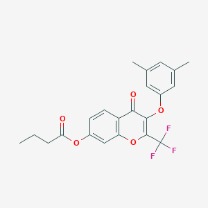 molecular formula C22H19F3O5 B380822 3-(3,5-dimethylphenoxy)-4-oxo-2-(trifluoromethyl)-4H-chromen-7-yl butyrate 