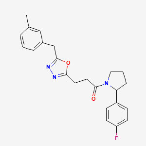 2-{3-[2-(4-fluorophenyl)-1-pyrrolidinyl]-3-oxopropyl}-5-(3-methylbenzyl)-1,3,4-oxadiazole