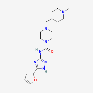 molecular formula C18H27N7O2 B3808258 N-[3-(2-furyl)-1H-1,2,4-triazol-5-yl]-4-[(1-methylpiperidin-4-yl)methyl]piperazine-1-carboxamide 