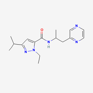 molecular formula C16H23N5O B3808261 1-ethyl-3-isopropyl-N-(1-methyl-2-pyrazin-2-ylethyl)-1H-pyrazole-5-carboxamide 