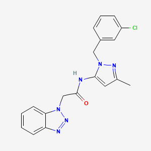 molecular formula C19H17ClN6O B3808279 2-(1H-1,2,3-benzotriazol-1-yl)-N-[1-(3-chlorobenzyl)-3-methyl-1H-pyrazol-5-yl]acetamide 