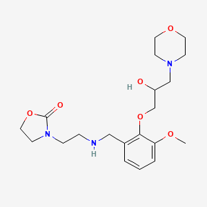 molecular formula C20H31N3O6 B3808289 3-[2-({2-[2-hydroxy-3-(4-morpholinyl)propoxy]-3-methoxybenzyl}amino)ethyl]-1,3-oxazolidin-2-one 