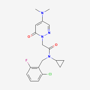 molecular formula C18H20ClFN4O2 B3808296 N-(2-chloro-6-fluorobenzyl)-N-cyclopropyl-2-[4-(dimethylamino)-6-oxo-1(6H)-pyridazinyl]acetamide 